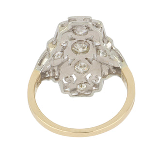 Art Deco Two-Tone Navette Diamond Ring