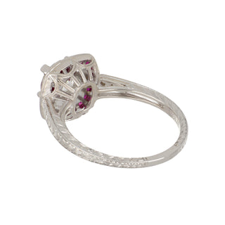 Tenenbaum Workshop Diamond & Ruby Halo Ring with Engraving