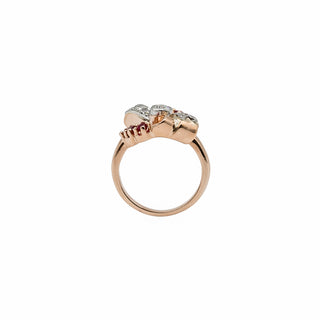 Retro 1940s 14K Rose Gold Diamond & Synthetic Ruby Bow Ring