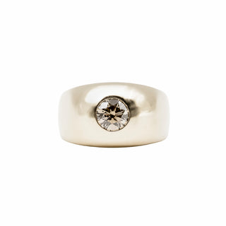 18K Gold Light Brown Diamond Tapered Ring