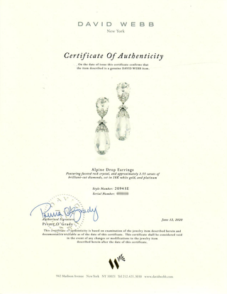 David Webb Platinum Rock Crystal & Diamond Alpine Drop Earrings