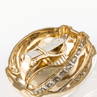 Estate David Webb 18K Gold and Platinum Diamond Clip Earrings