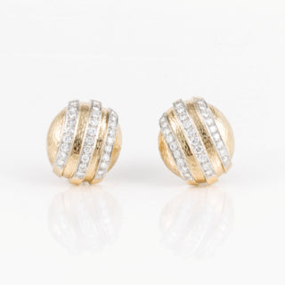 Estate David Webb 18K Gold and Platinum Diamond Clip Earrings