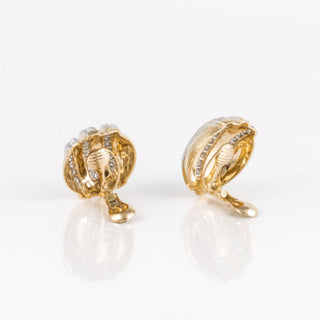 Estate David Webb 18K Gold and Platinum Diamond Clip Earrings