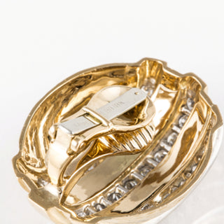Estate David Webb 18K Gold and Platinum Diamond Clip Earrings