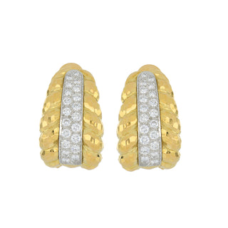 Vintage David Webb Diamond Oversize Shrimp Hoop Earrings