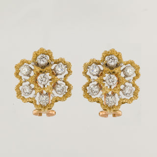 Vintage Buccellati Ghirlanda Yellow Gold Diamond Openwork Earrings