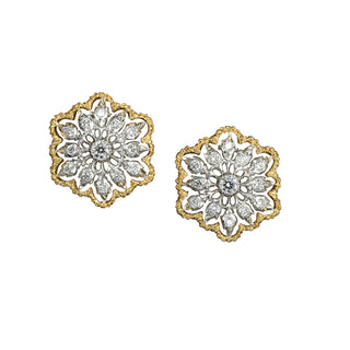 Buccellati Cassiopea 18K White and Yellow Gold Diamond Cassiopea Openwork Earrings