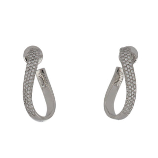 Antonio Papini 18K White Gold Diamond Swirl Hoop Earrings