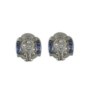 Vintage Oscar Heyman Platinum Sapphire & Diamond Bombe Earrings