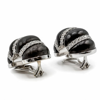 Seaman Schepps 18K White Gold Ebony Shrimp Earrings with Diamonds