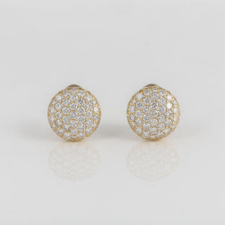 Vintage Kurt Wayne 18K Gold Diamond Button Earrings
