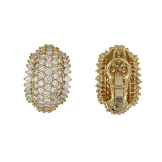 Vintage 18K Gold Diamond Dome Hoop Earrings