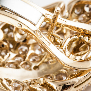 Vintage Italian 1980s Petochi 18K Gold Diamond Leaf Earrings