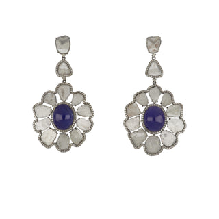 Maharaja Sterling Silver Diamond Earrings with Tanzanites