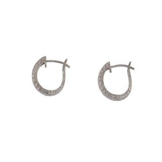 14K White Gold Diamond Huggie Earrings