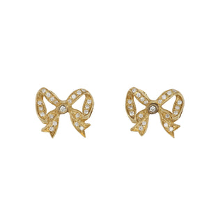 18K Gold Diamond Bow Stud Earrings