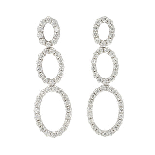 Estate 18K White Gold Diamond Multi Drop Earrings