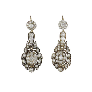 Victorian Sterling Silver and 18K Diamond Drop Earrings