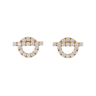 Estate Hermes Finesse Rose Gold Diamond Stud Earrings