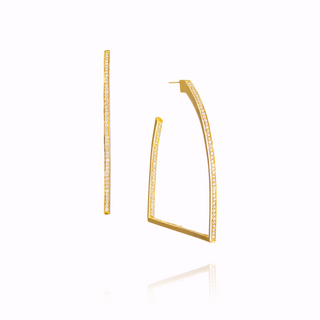 Vincent Peach 14K Diamond Stirrup Hoop Earrings