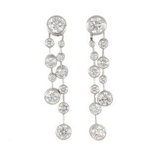 Estate Cartier Platinum Diamond "Pluie de Cartier" Double Fringe Earrings