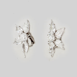 Important Estate Cartier Platinum Diamond Cluster Clip Earrings