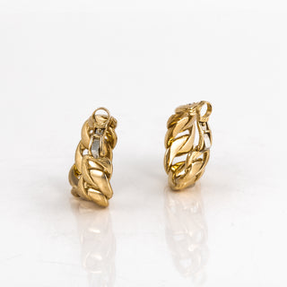 Estate Cartier 18K Gold Diamond Hoop Earrings