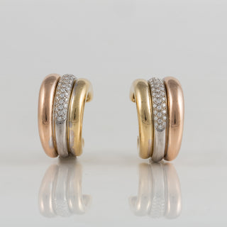 Vintage Cartier 18K Gold Diamond Hoop Earrings