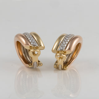Vintage Cartier 18K Gold Diamond Hoop Earrings