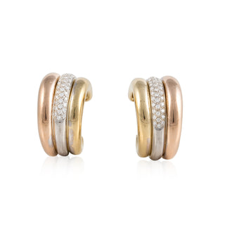Vintage Cartier 18K Gold Diamond Hoop Earrings