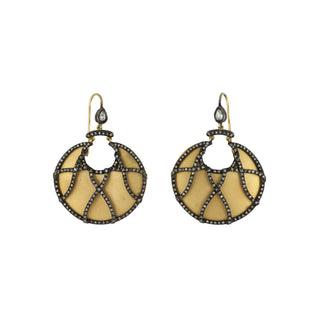 Estate Two-Tone Diamond Crescent Drop Earrings