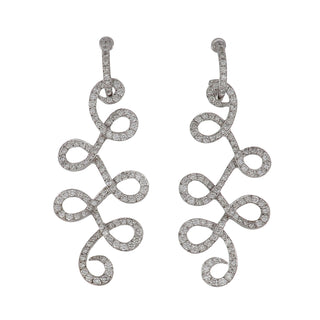 Estate H. Stern 18K White Gold Diamond Swirl Drop Earrings