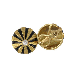 Estate Tiffany & Co. Jean Schlumberger Taj Mahal Diamond & Enamel Earrings