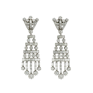 Art Deco Platinum Diamond Chandelier Earrings