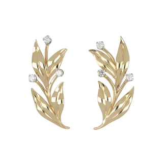 Vintage Tiffany & Co. Diamond Leaf Stud Earrings