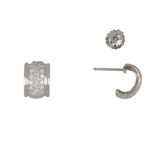 18K White Gold Diamond Hoop Earrings