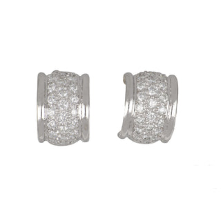 18K White Gold Diamond Hoop Earrings