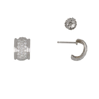 18K White Gold Diamond Hoop Earrings