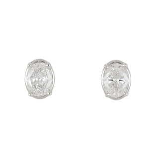 Estate 14K White Gold Oval-Cut Diamond Stud Earrings