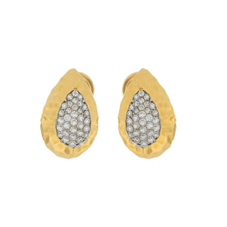 Antonio Papini Hammered 18K Gold Diamond Teardrop Earrings