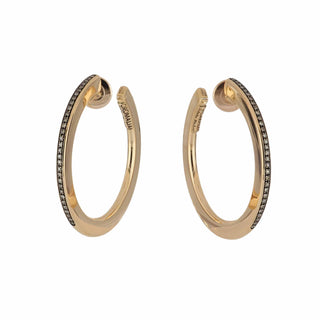 Antonio Papini 18K Rose Gold Brown Diamond Hoop Earrings