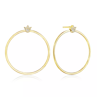 Verragio 18K Gold Diamond Crest Hoop Earrings