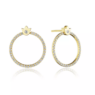 Verragio 18K Gold Diamond Crest Drop Earrings