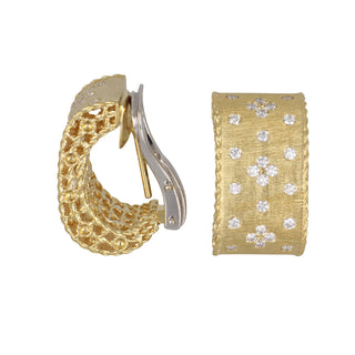 Estate Roberto Coin 18K Yellow and White Gold Diamond Clip Earrings