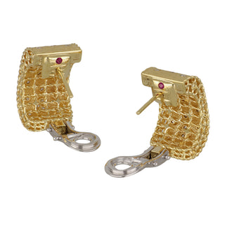 Estate Roberto Coin 18K Yellow and White Gold Diamond Clip Earrings
