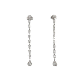 Estate 14K White Gold Diamond Drop Earrings