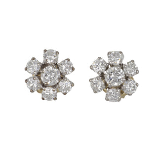 Modified Retro Diamond Cluster Stud Earrings