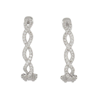 Verragio 18K White Gold Braided Diamond Hoop Earrings