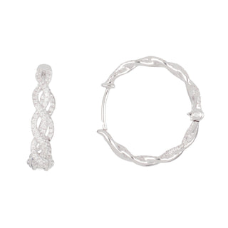 Verragio 18K White Gold Braided Diamond Hoop Earrings